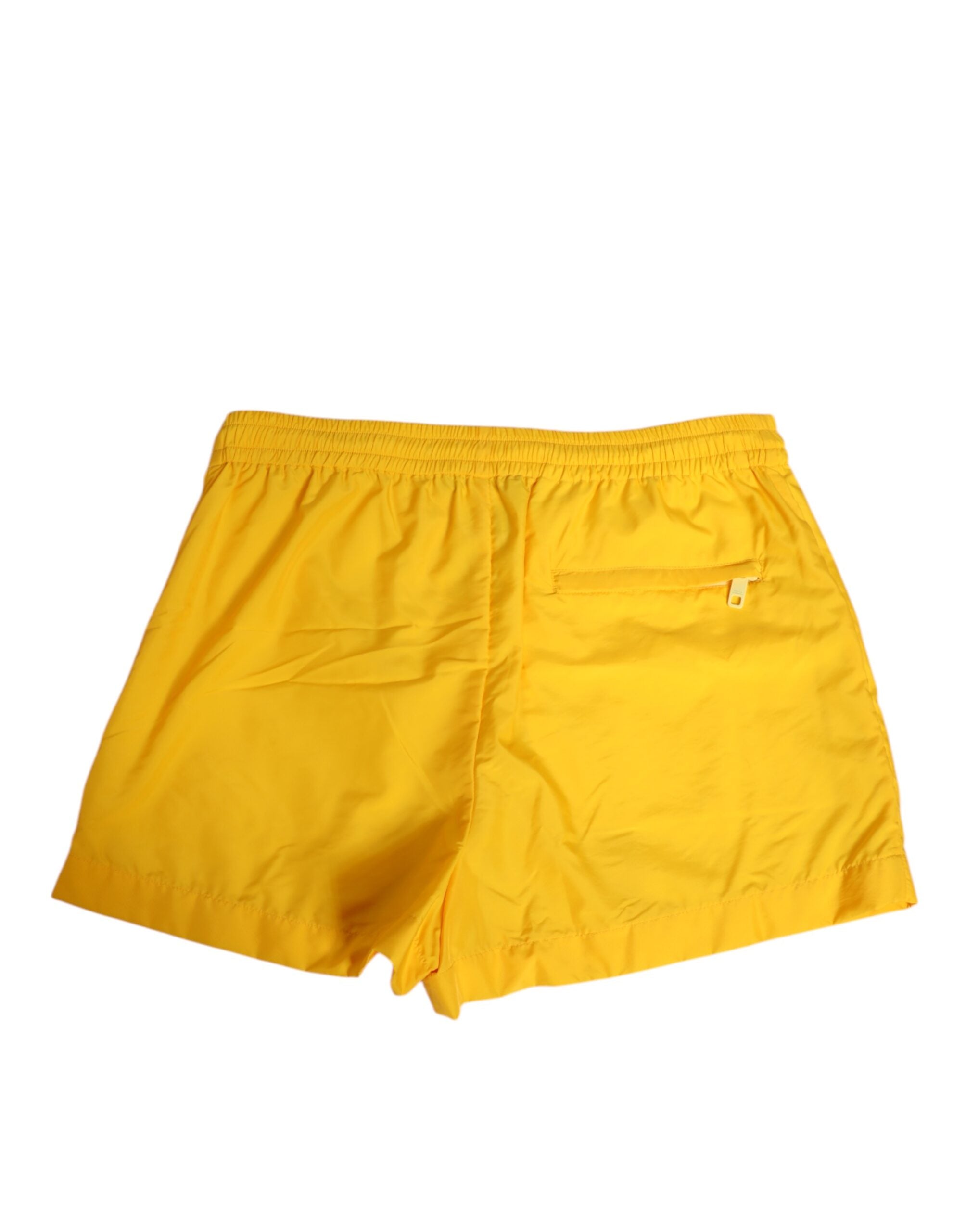 Yellow Nylon Logo Plaque Boxer Shorts Swimwear - ventzia