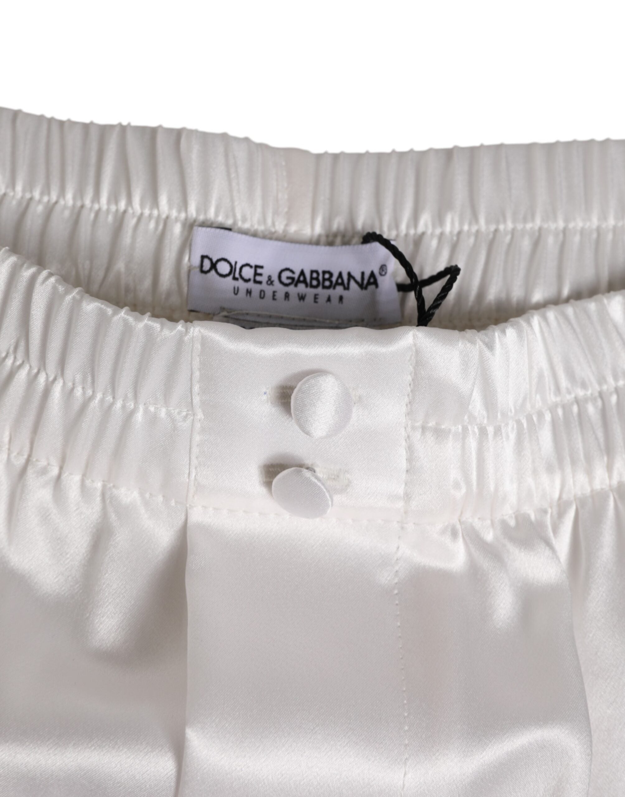 White Silk Satin Elastic Men Boxer Short Swimwear - ventzia