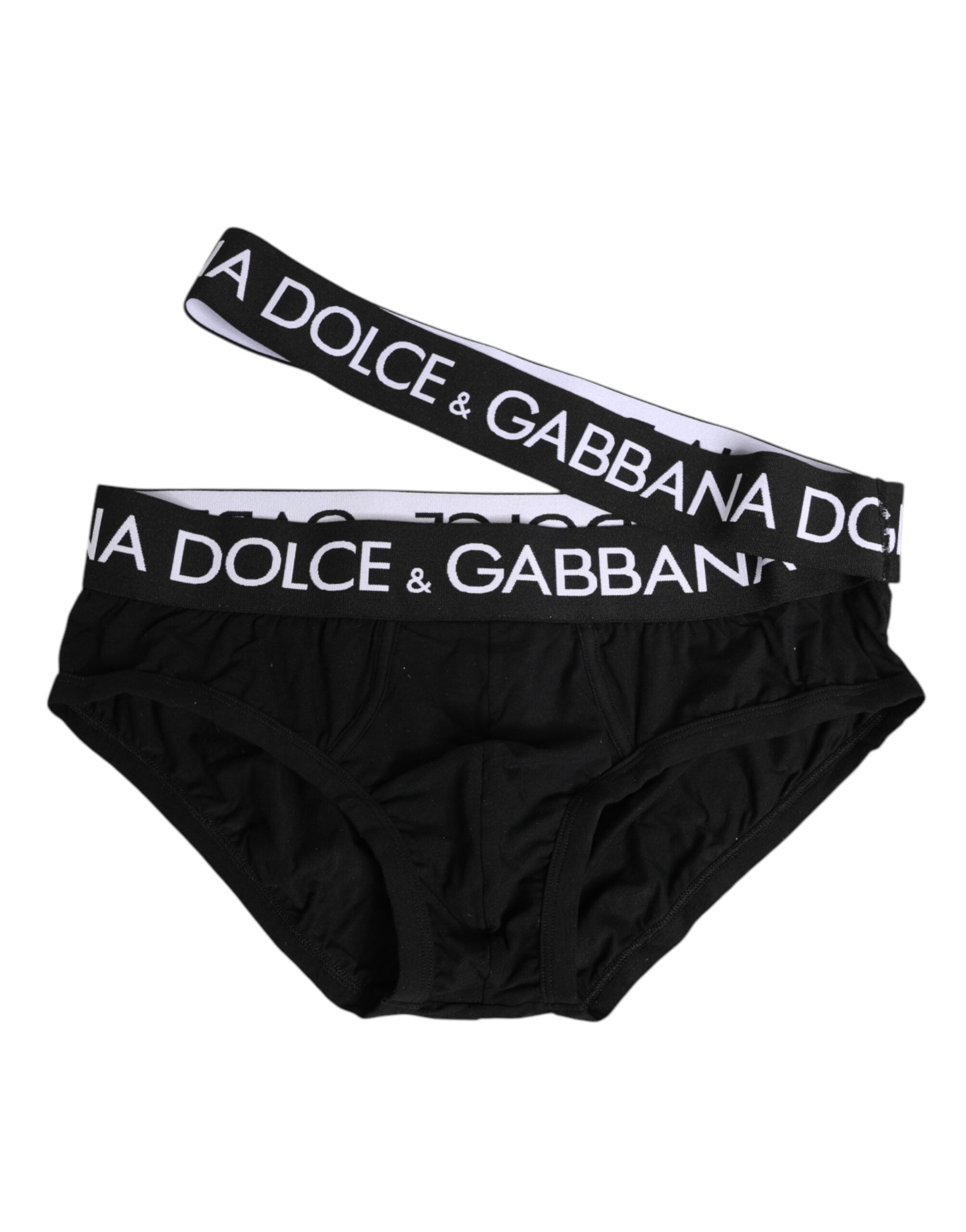 Black Cotton Elastic Logo Waistband Swimwear - ventzia