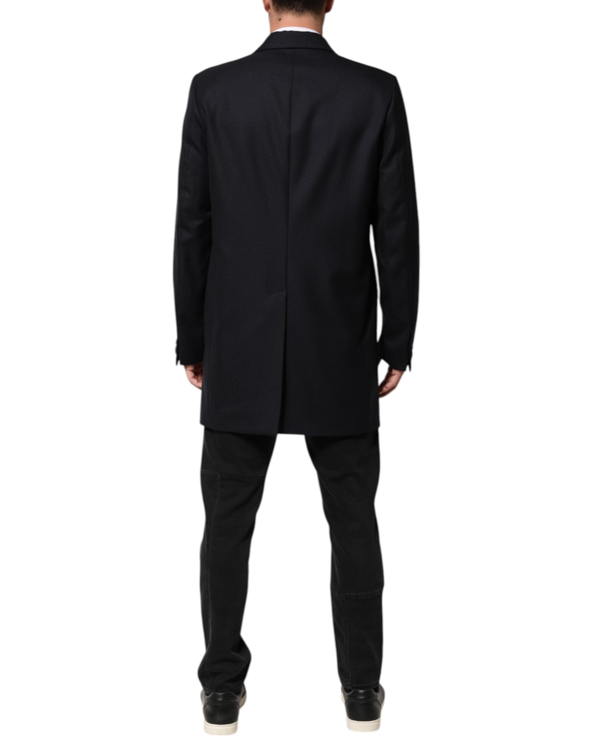 Dark Blue Wool Men Jacket Coat Blazer Suit - ventzia