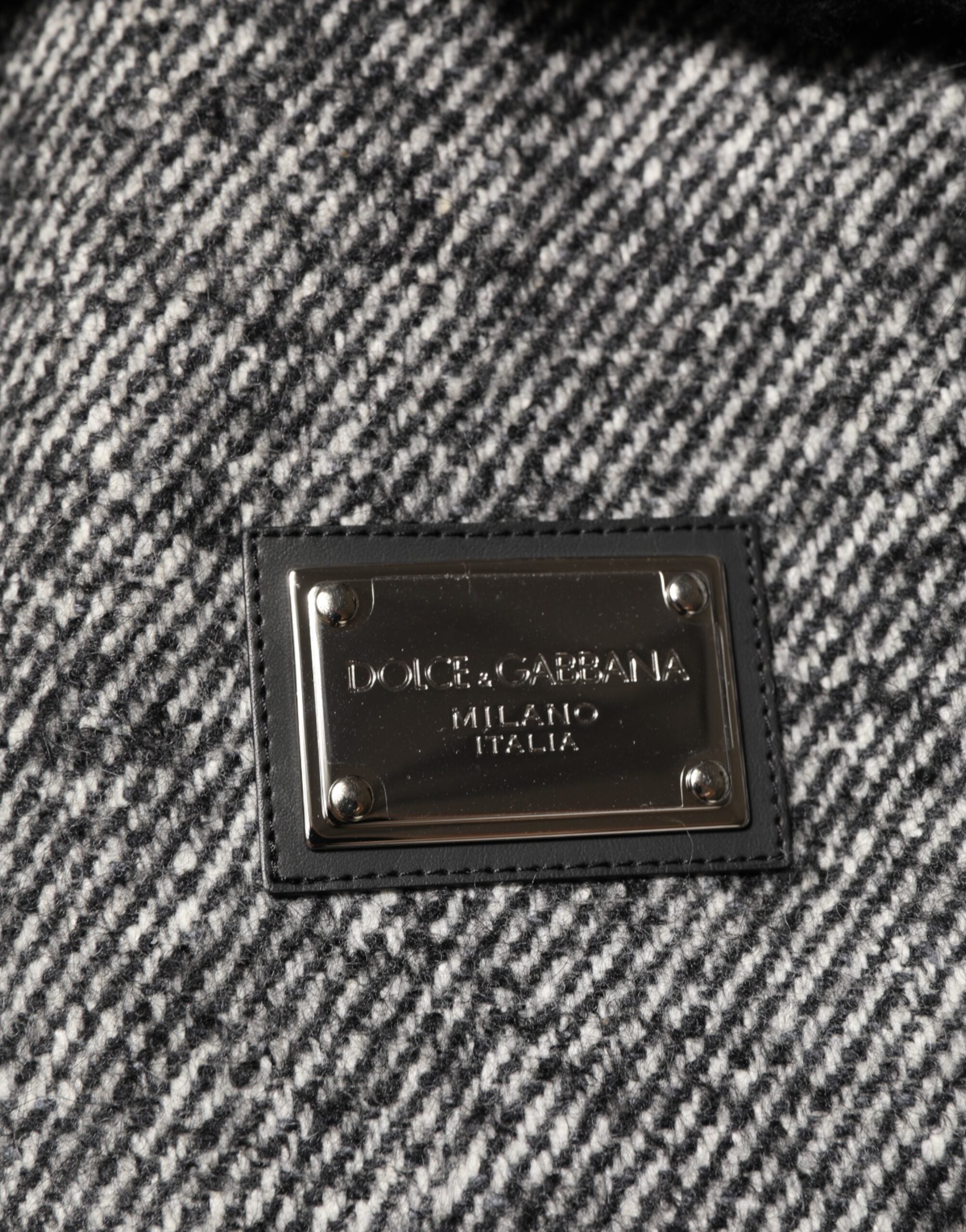 Gray Wool Herringbone Shearling Collar Bomber Jacket - ventzia