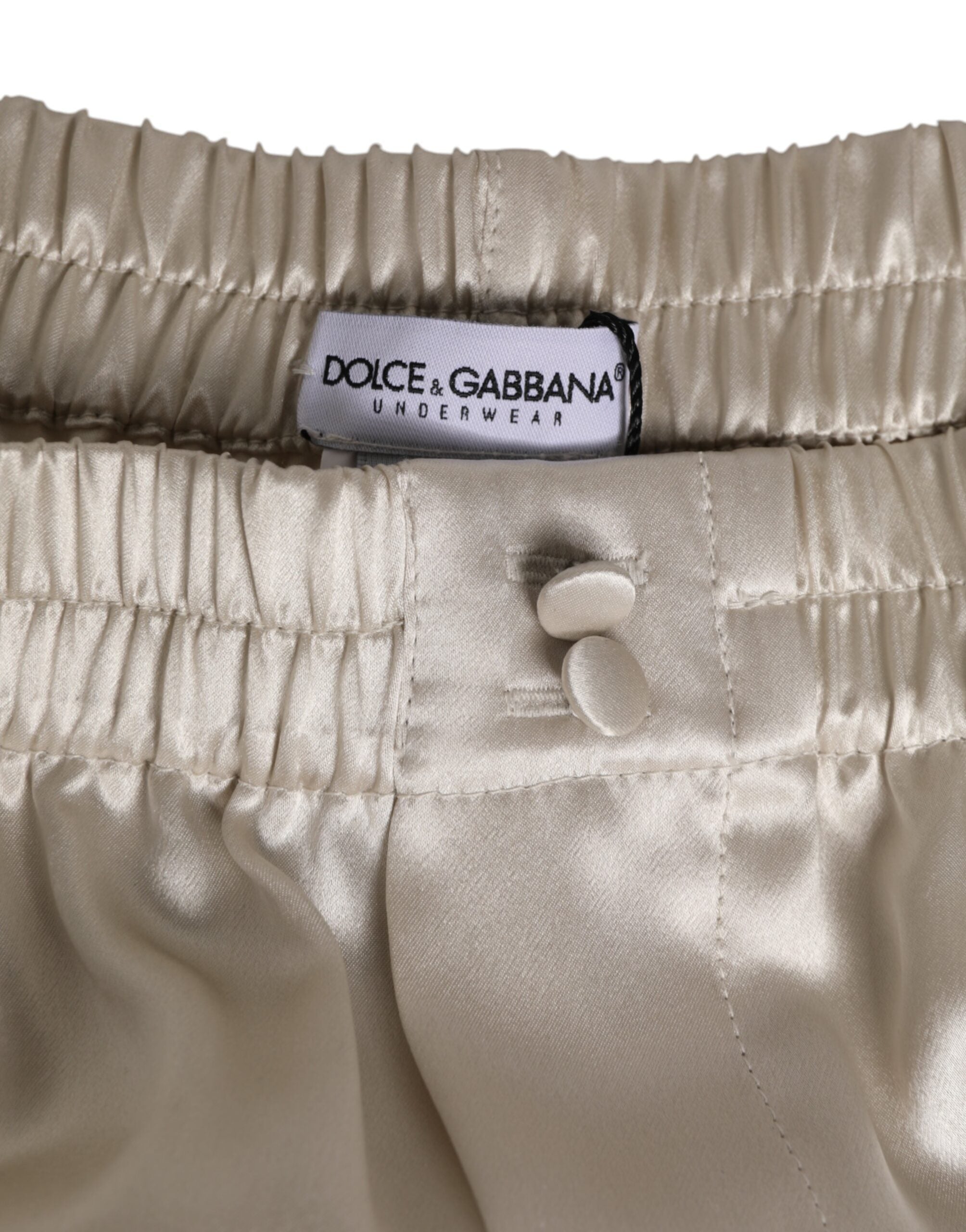 Beige Silk Satin Elastic Men Boxer Short Swimwear - ventzia