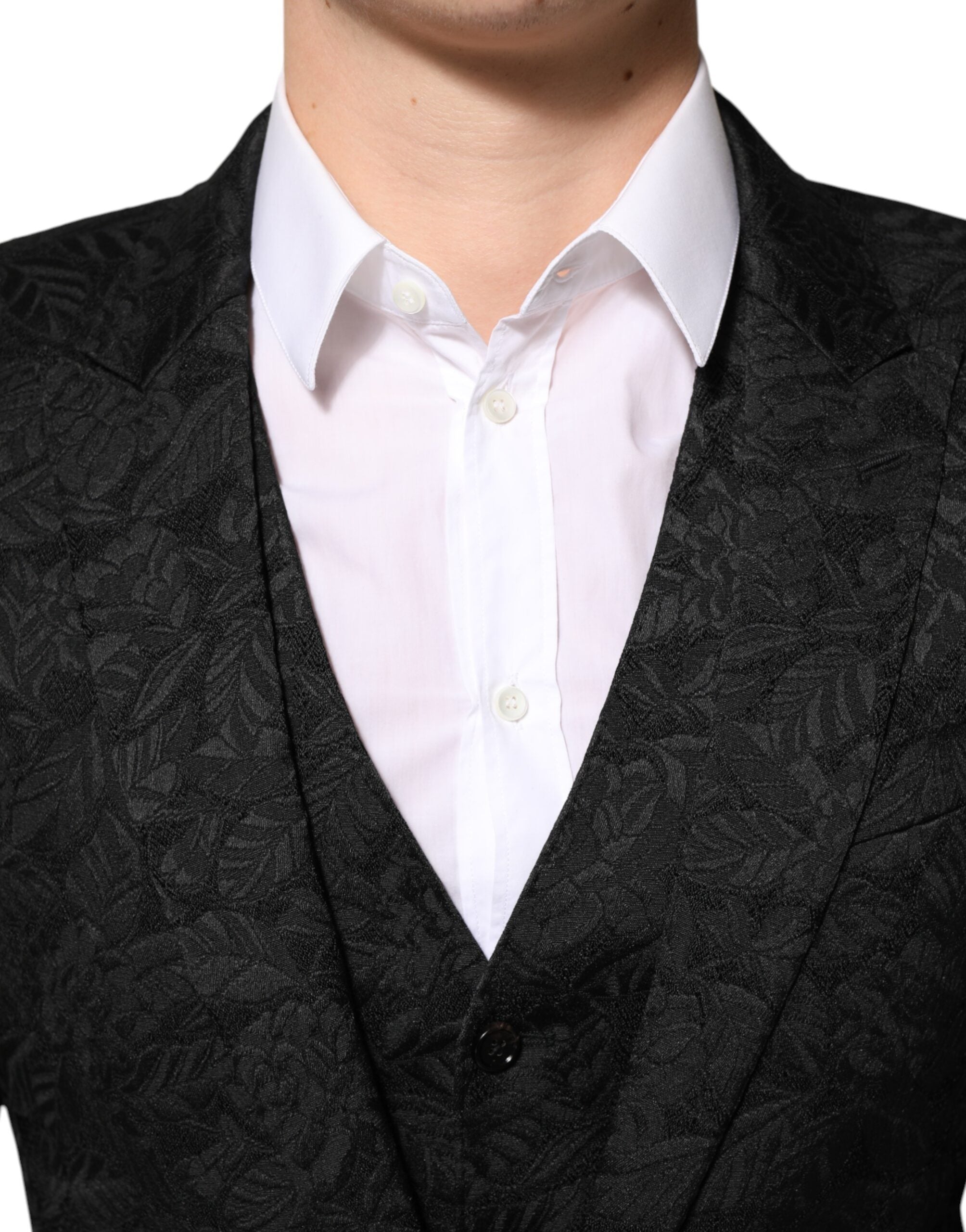 Black 3 Piece Brocade Jacquard Suit MARTINI - ventzia