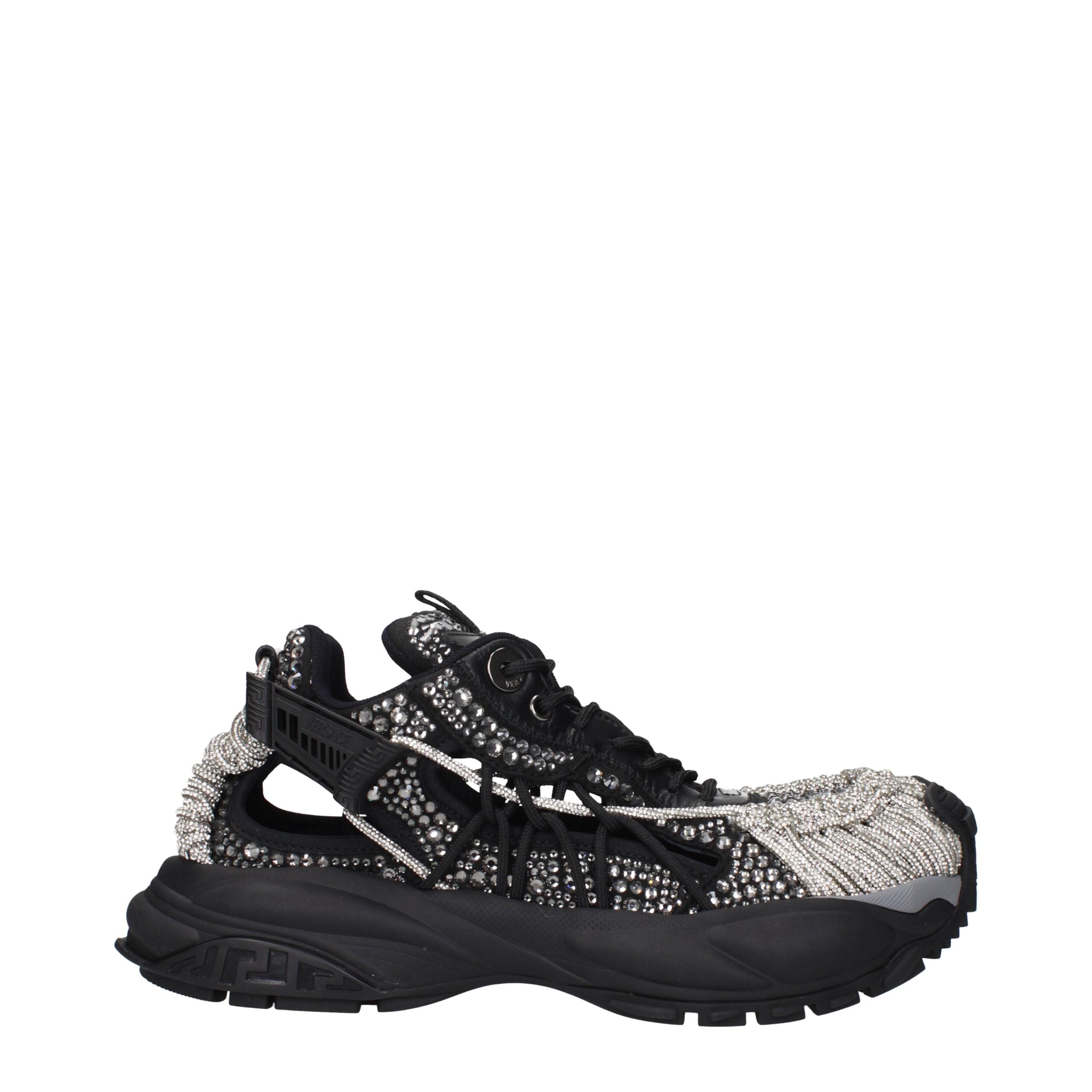 Black Fabric Chunky Sneakers