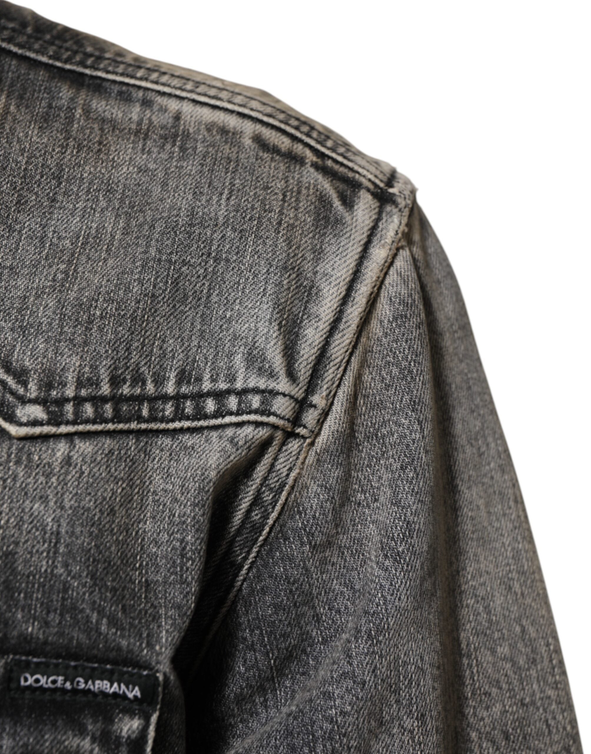 Black Washed Cotton Snap Long Sleeve Casual Shirt - ventzia