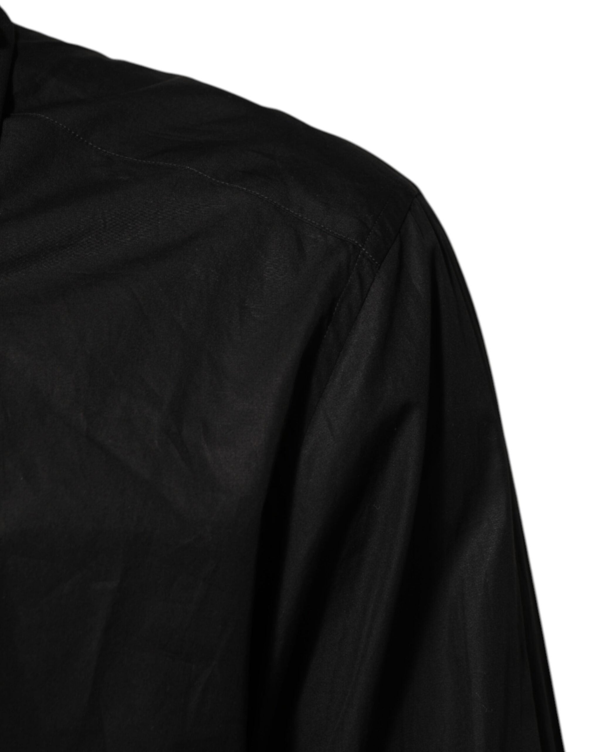 Black Cotton Embellished Collar Men’s Shirt - ventzia