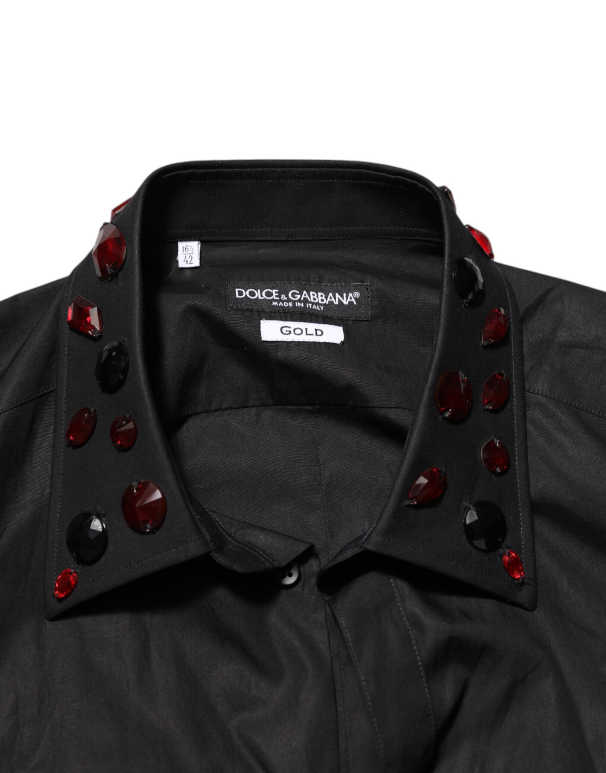 Black Cotton Embellished Collar Men’s Shirt - ventzia