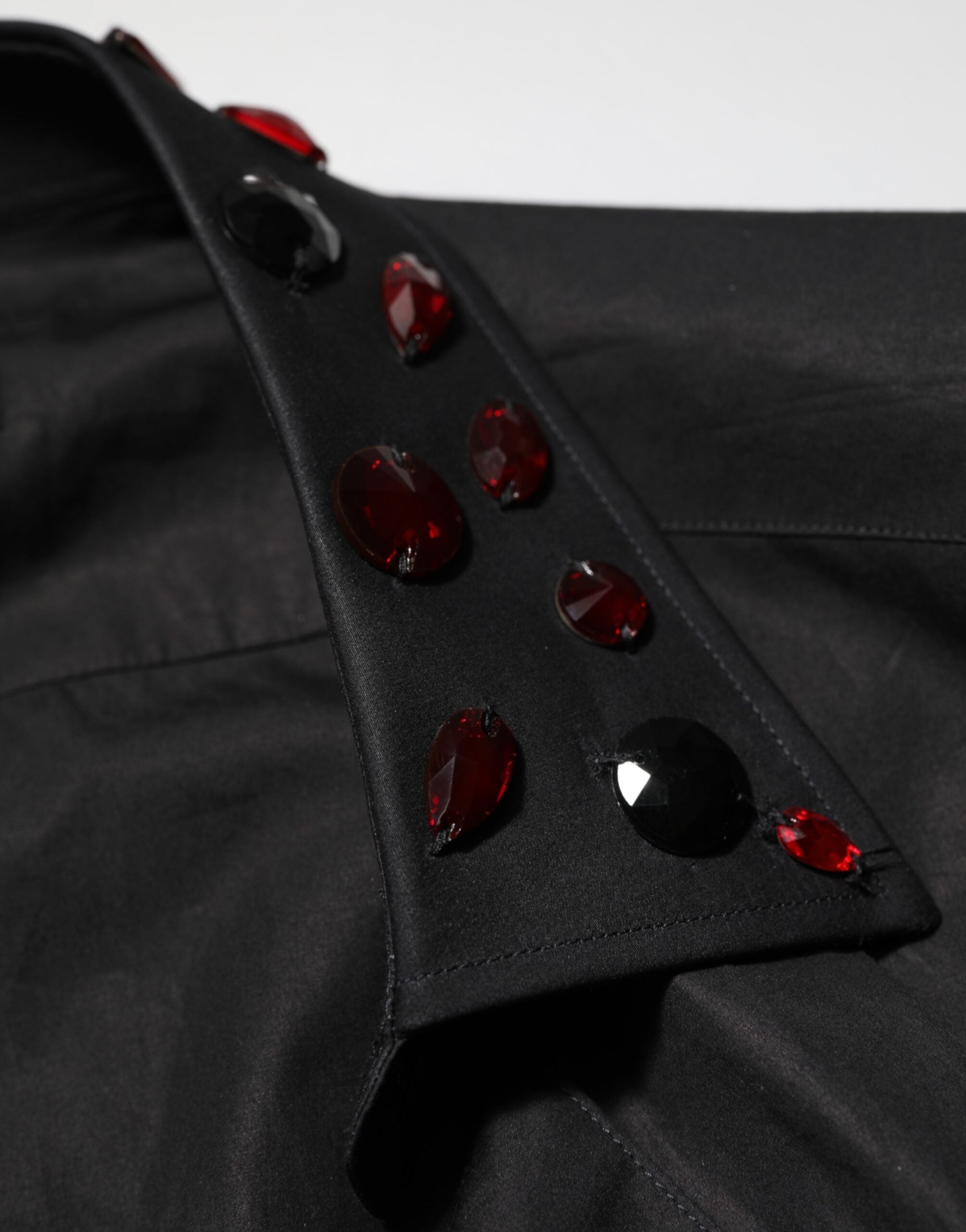 Black Cotton Embellished Collar Men’s Shirt - ventzia