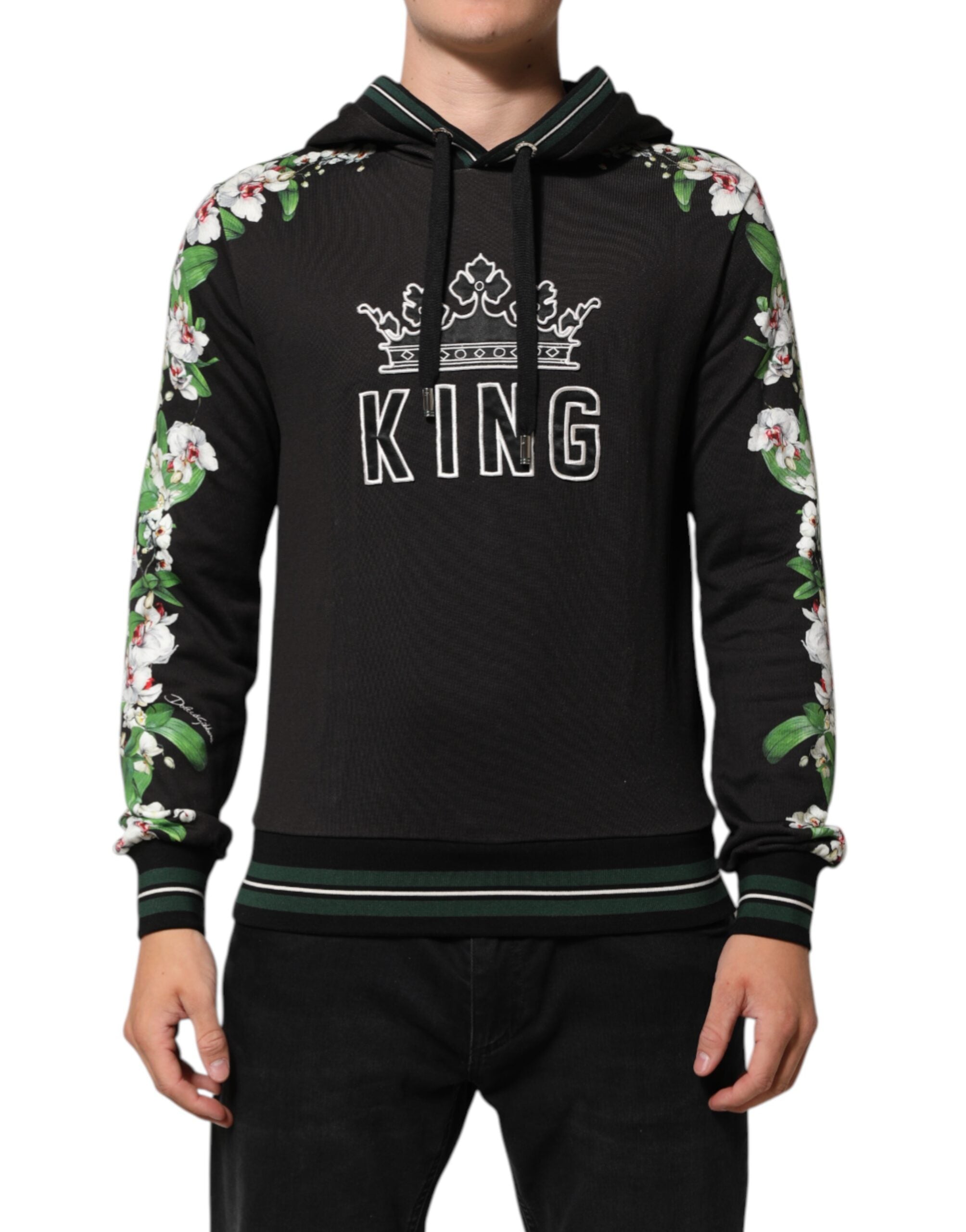 KING Black Orchid Floral Crown Logo Hoodie Sweater - ventzia