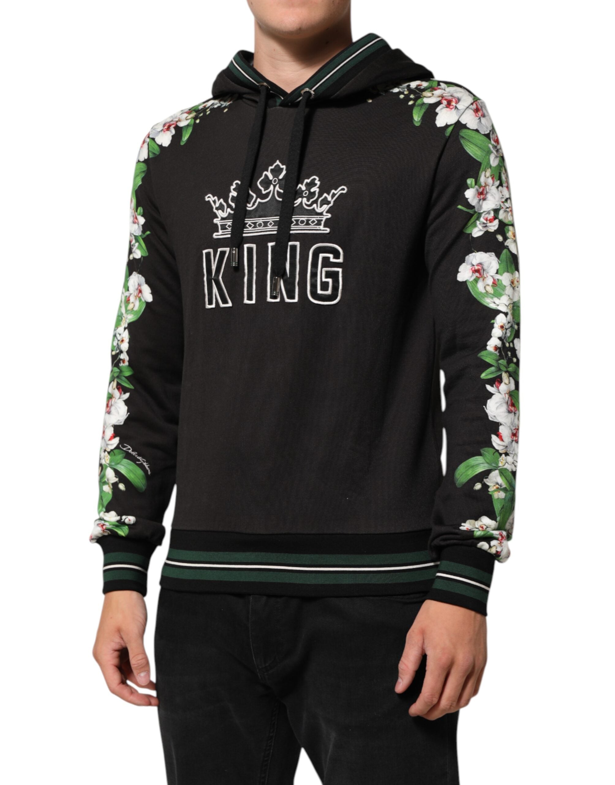 KING Black Orchid Floral Crown Logo Hoodie Sweater - ventzia