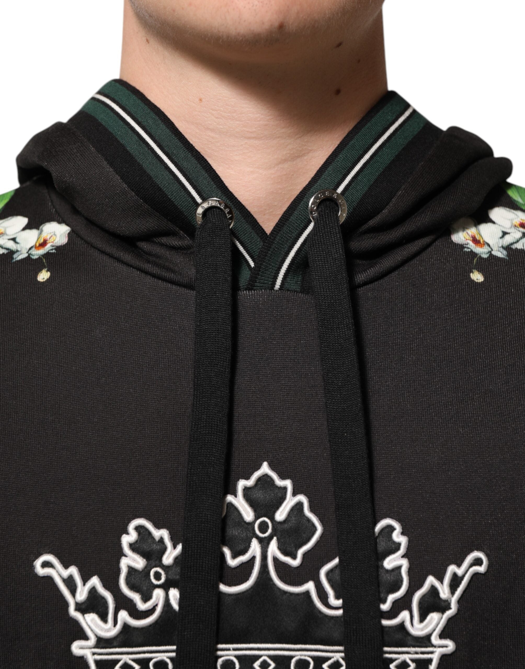 KING Black Orchid Floral Crown Logo Hoodie Sweater - ventzia