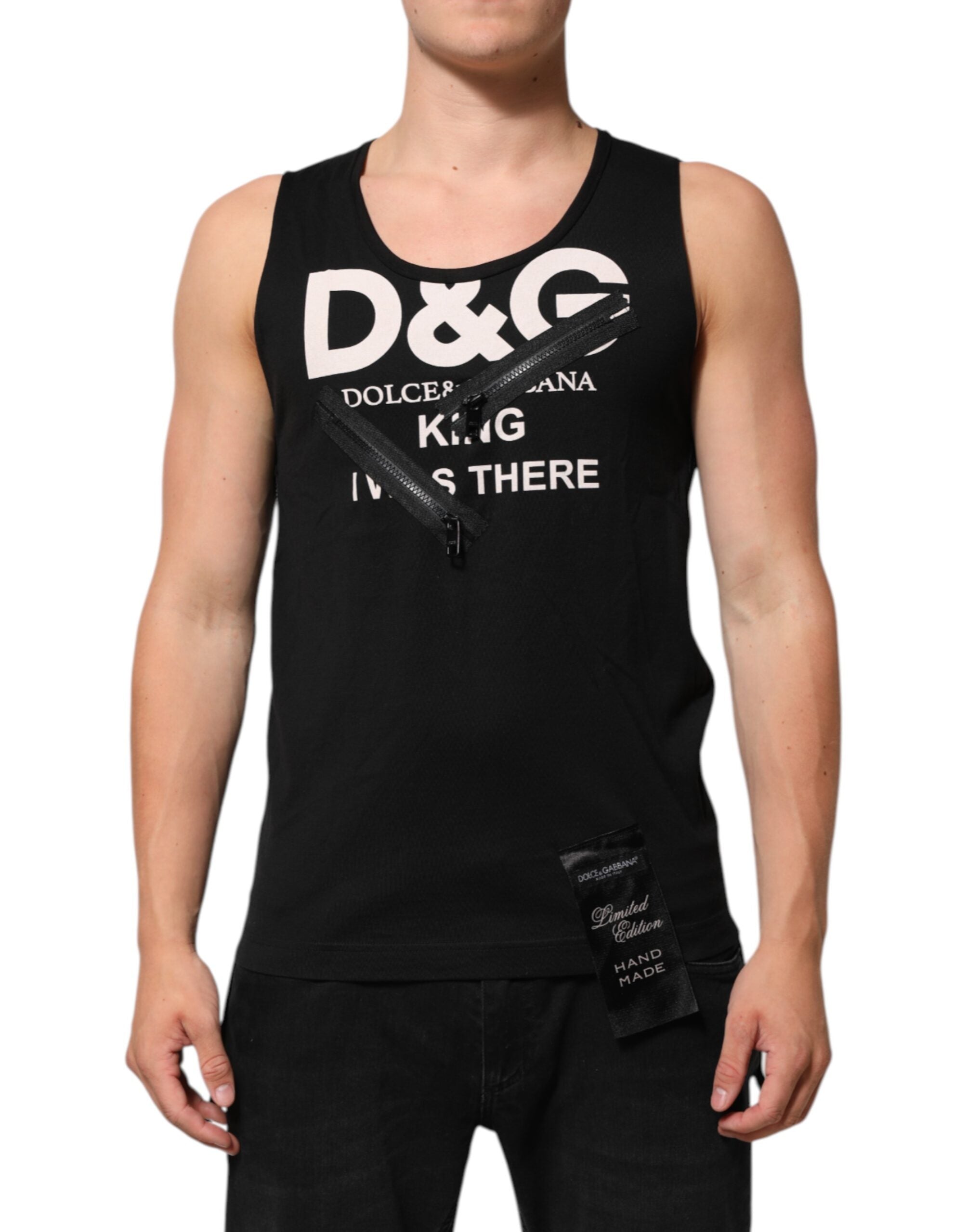 Black Cotton Sleeveless Tank Top DG Logo Men T-shirt - ventzia