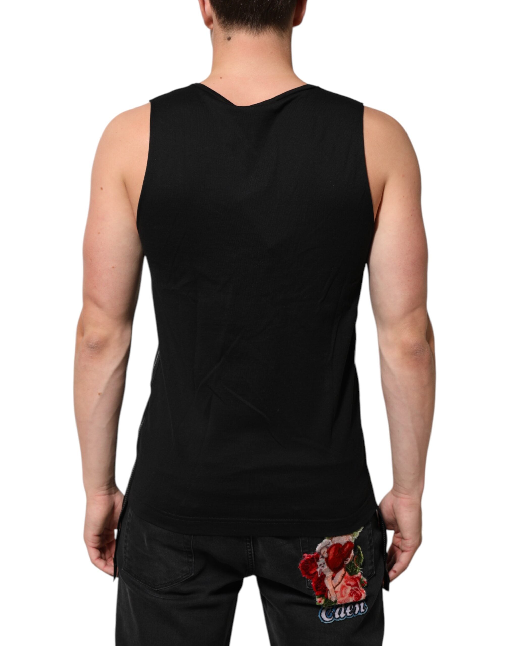 Black Cotton Sleeveless Tank Top DG Logo Men T-shirt - ventzia
