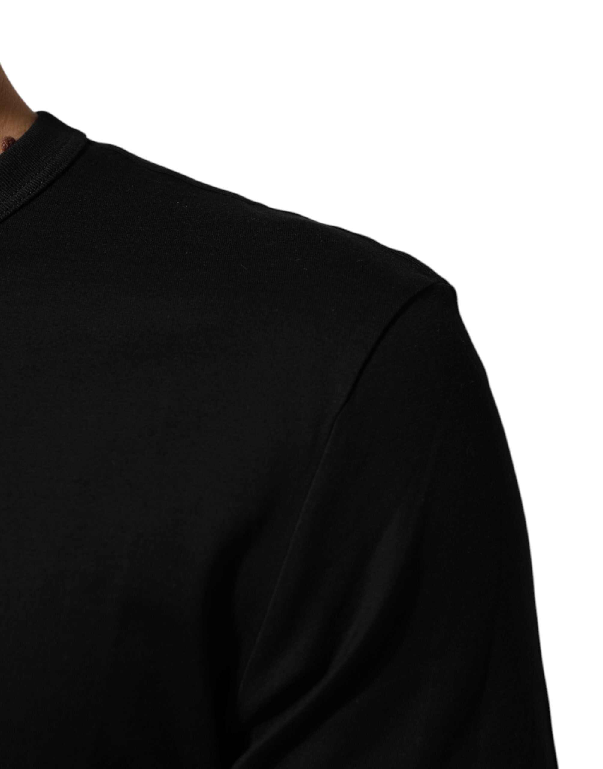 Black Cotton Velvet Logo Print Men T-shirt - ventzia