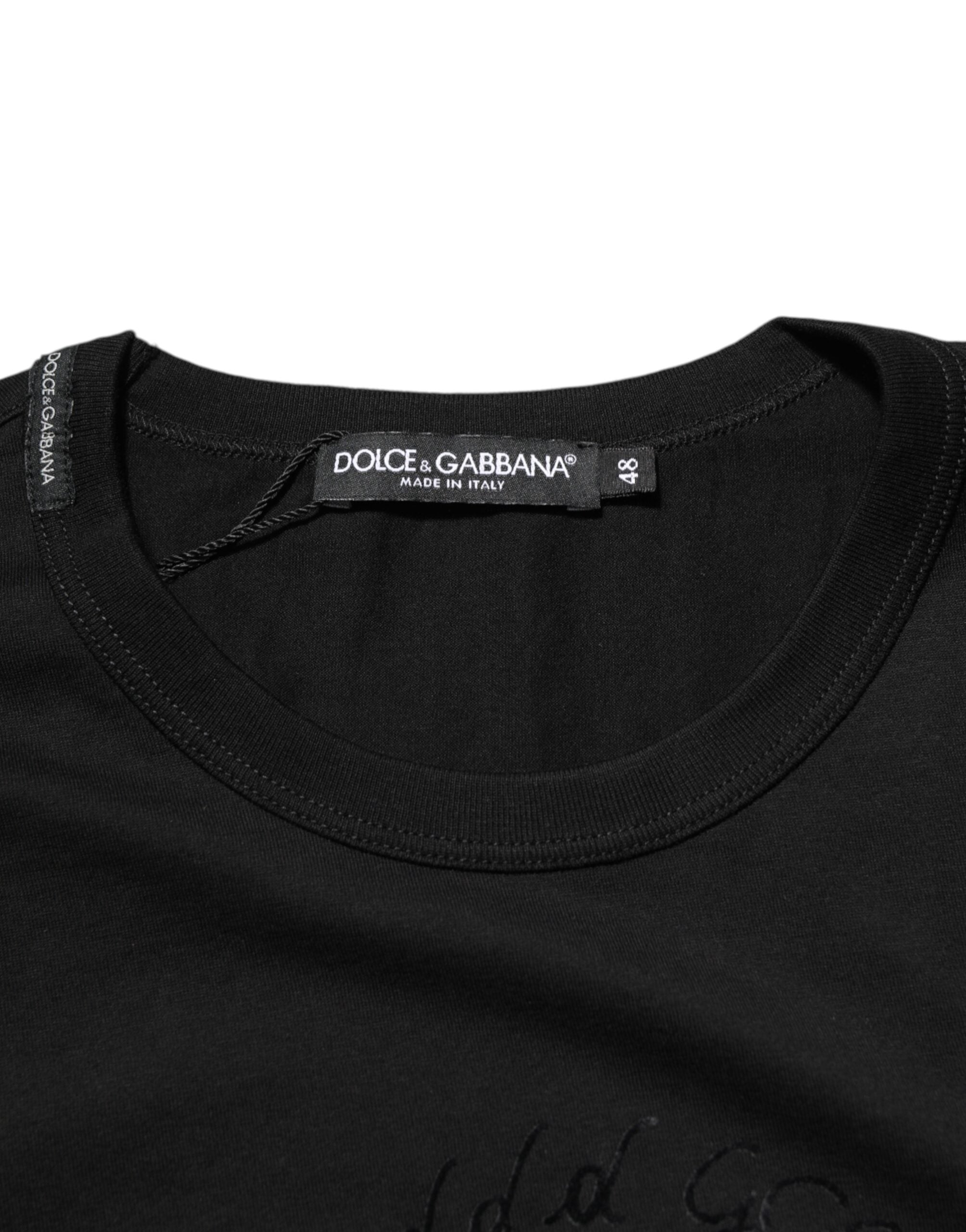 Black Cotton Velvet Logo Print Men T-shirt - ventzia