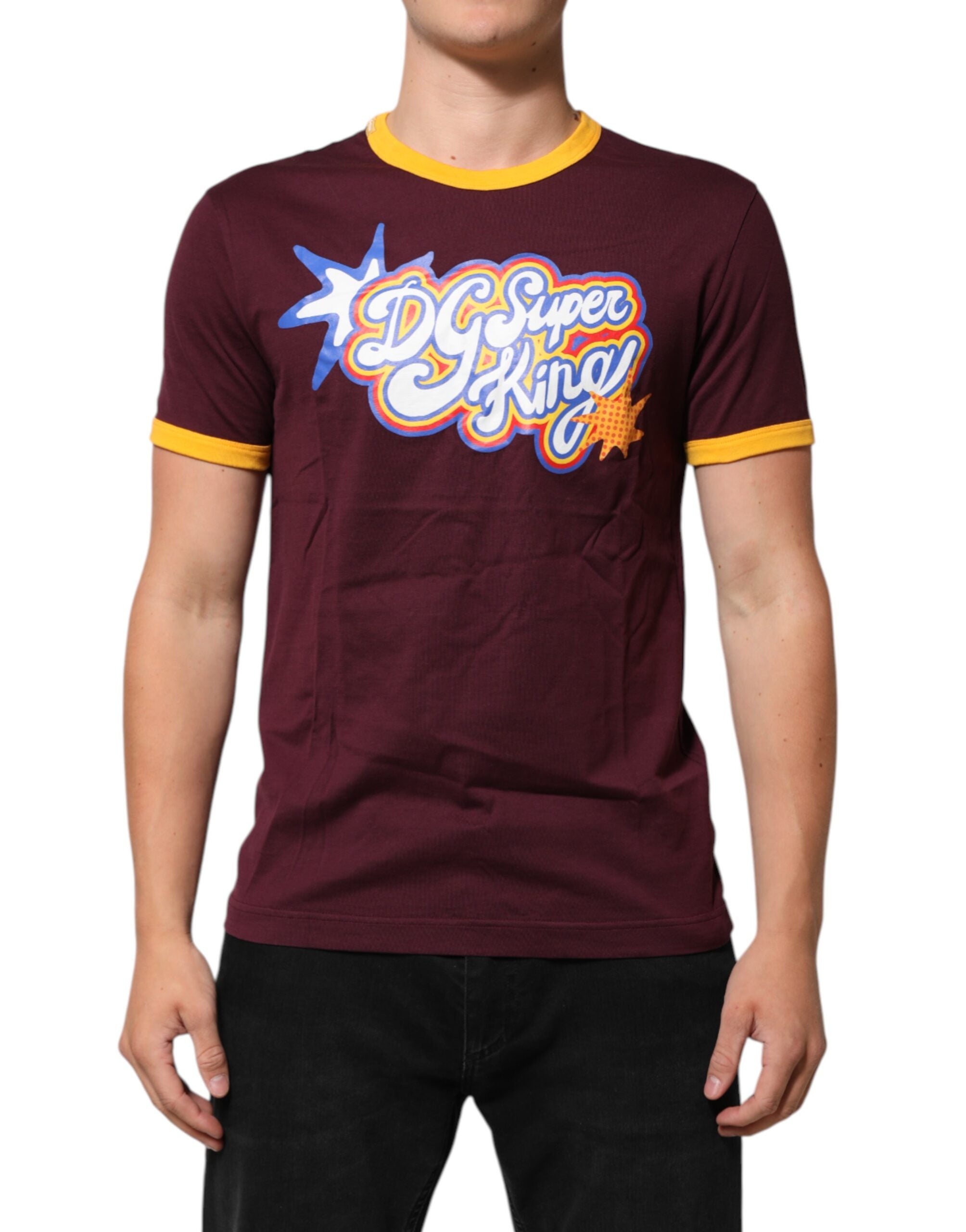 Burgundy Cotton DG Super King Logo T-Shirt - ventzia
