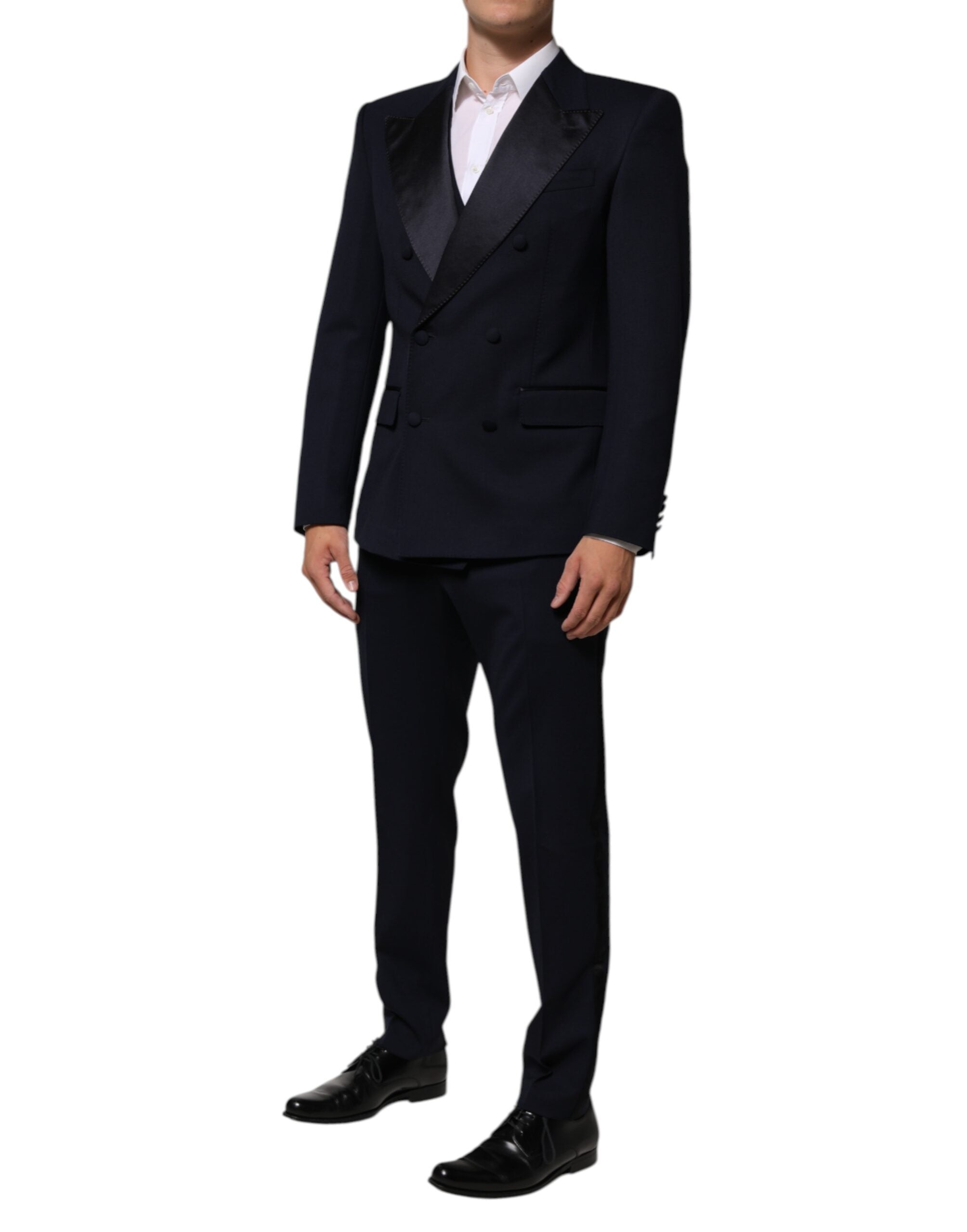Black Wool 3 Piece Slim Fit Formal Men Suit - ventzia