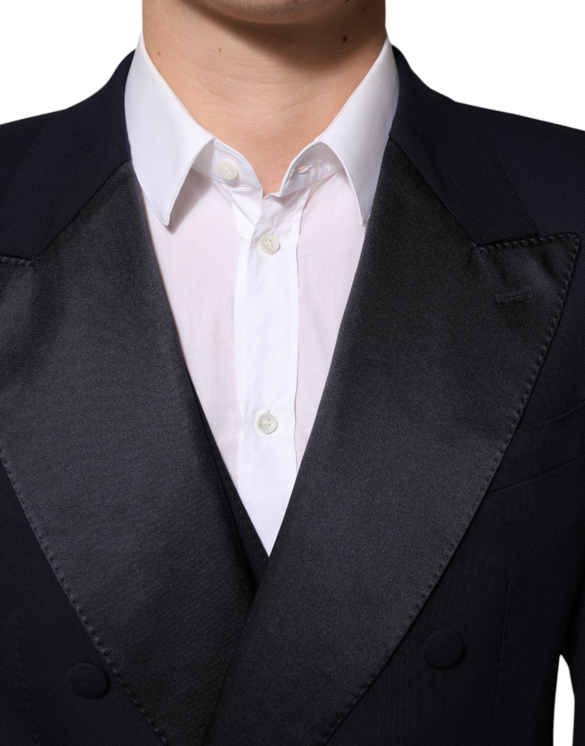 Black Wool 3 Piece Slim Fit Formal Men Suit - ventzia