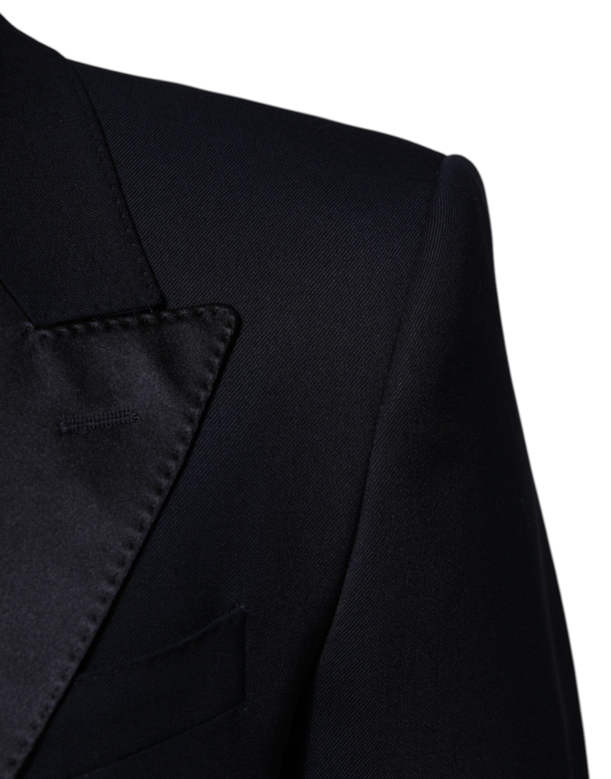 Black Wool 3 Piece Slim Fit Formal Men Suit - ventzia
