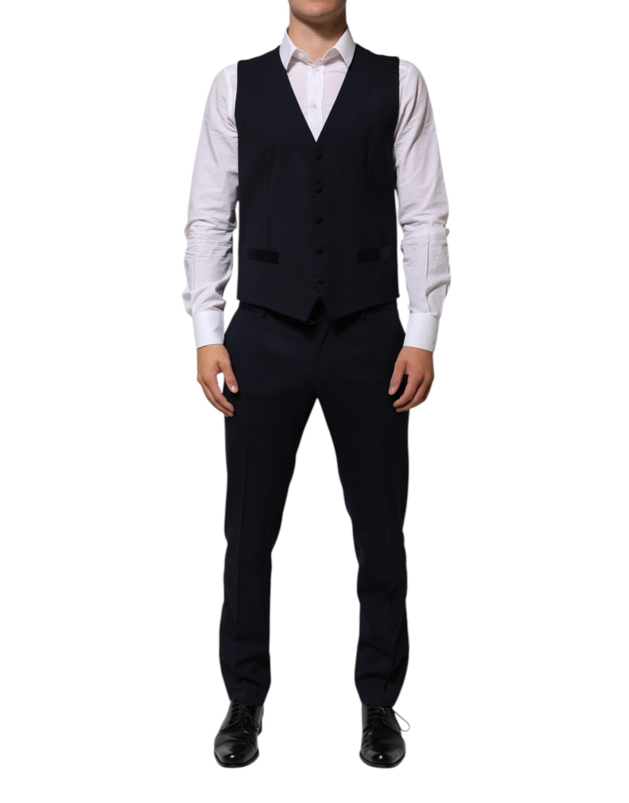 Black Wool 3 Piece Slim Fit Formal Men Suit - ventzia