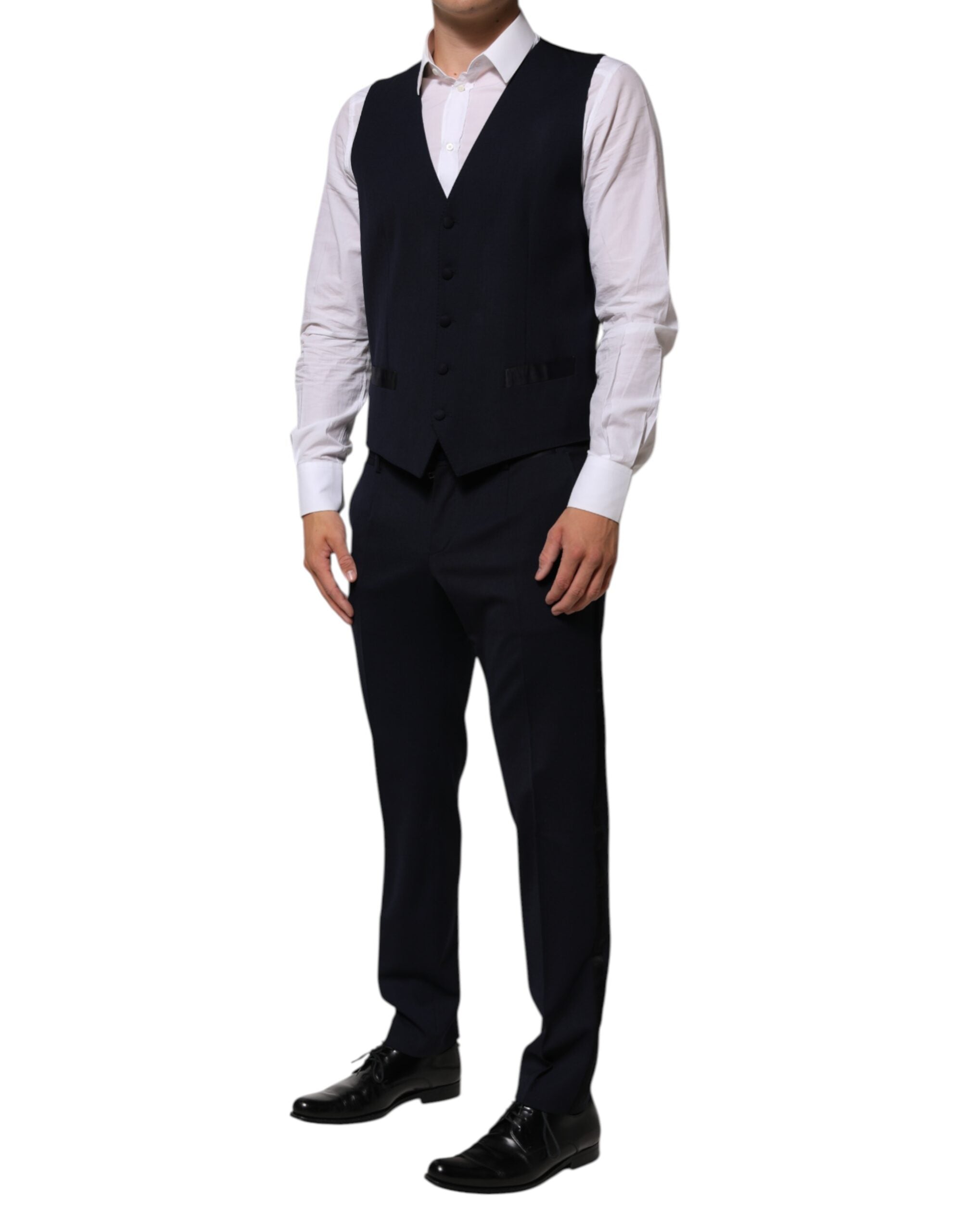 Black Wool 3 Piece Slim Fit Formal Men Suit - ventzia