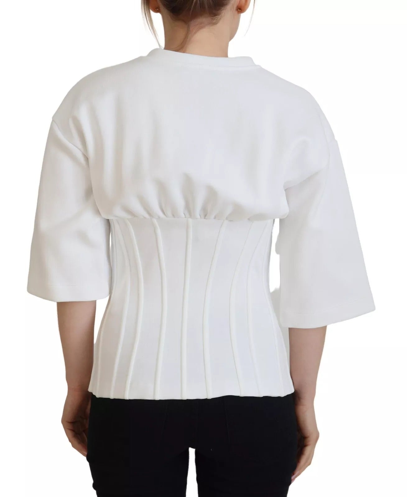 White Cotton Corset Stretch Top  T-shirt - ventzia