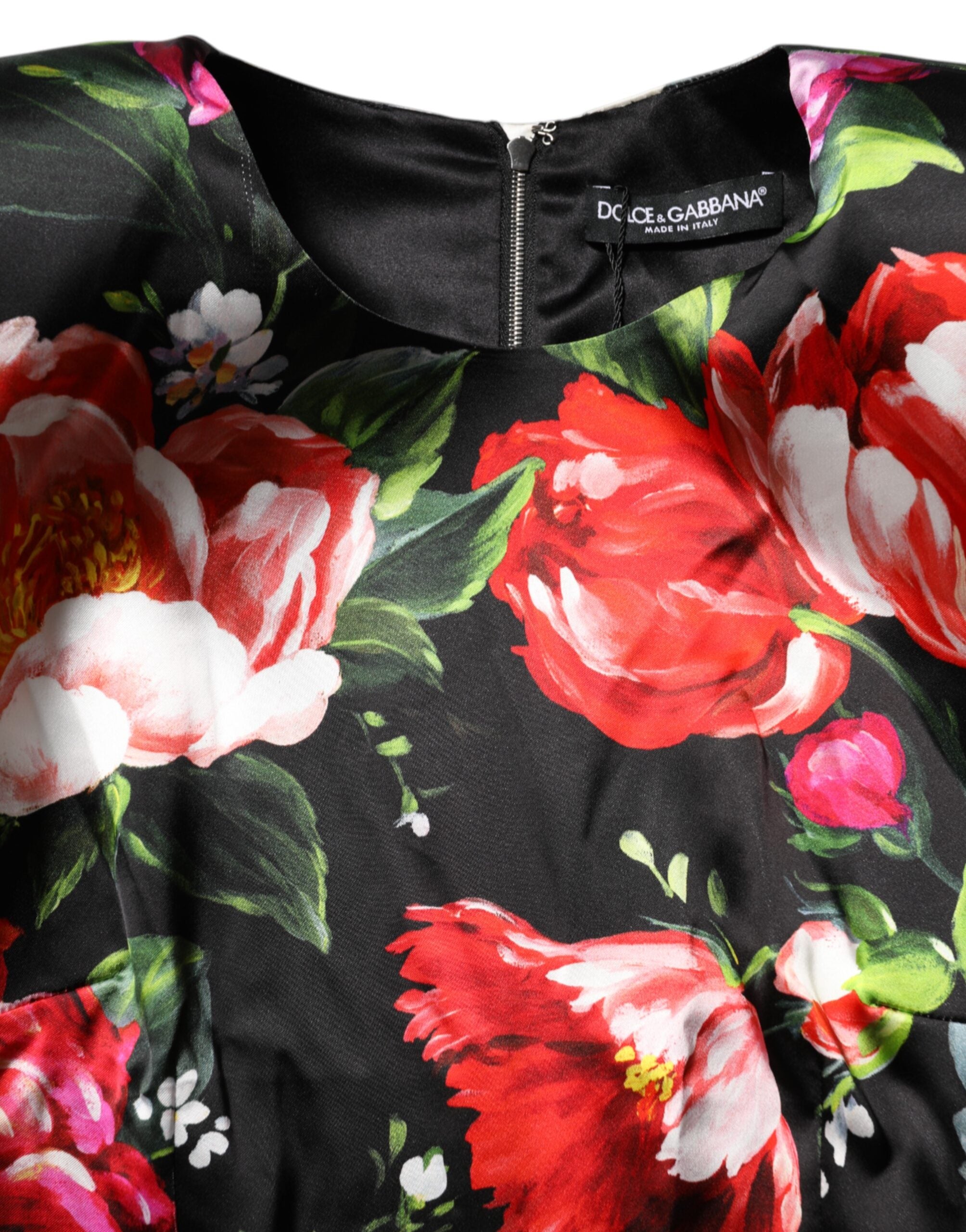 Black Floral Fiori Pittorici Mini Bodycon Dress - ventzia