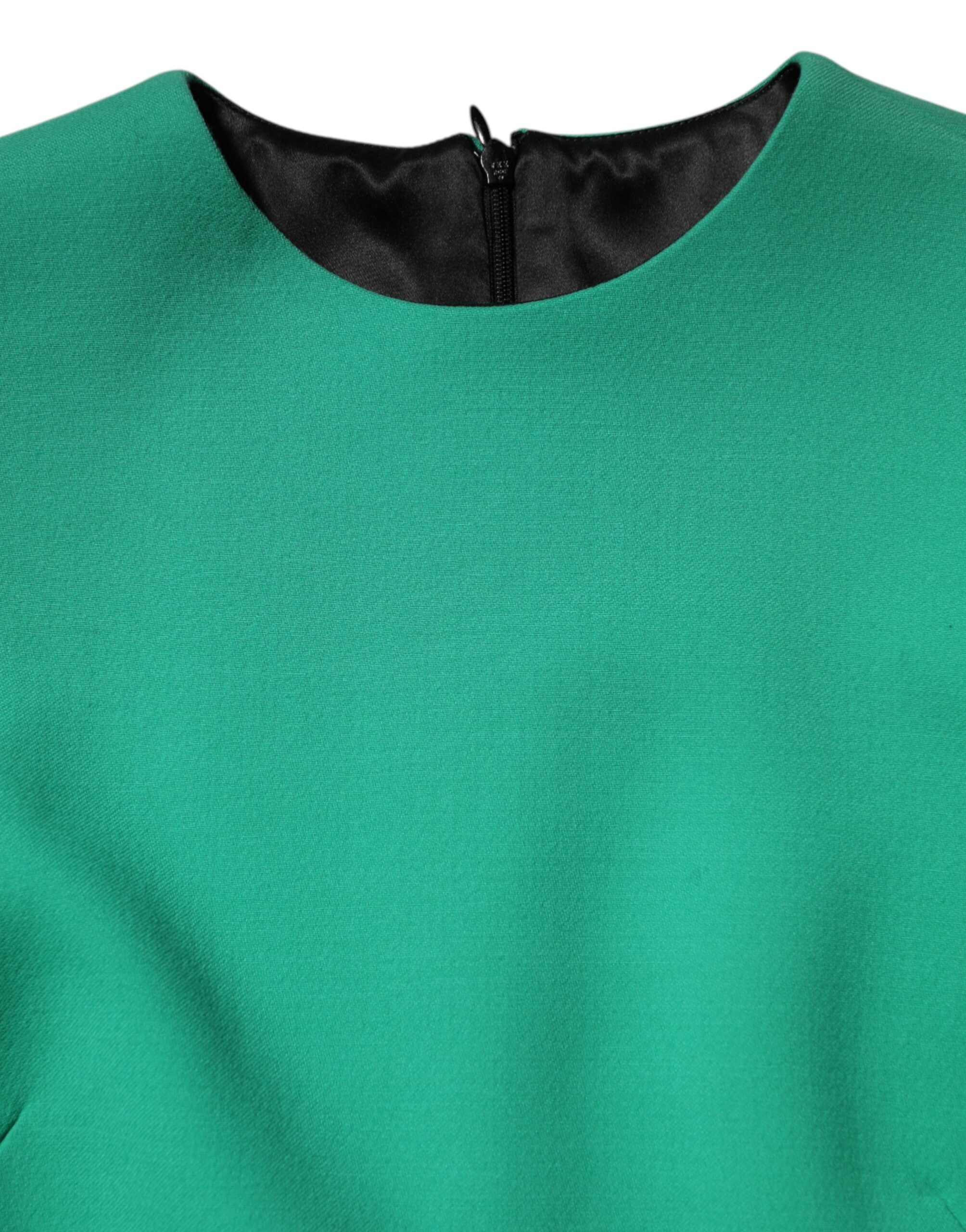 Green Viscose Acetate Mini Long Sleeve Dress - ventzia