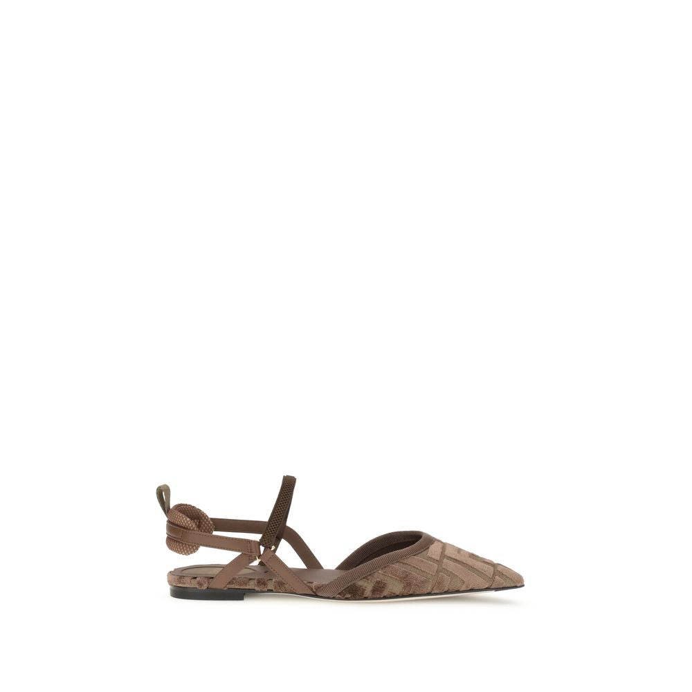 Brown Polyamide Ballet Flats - ventzia