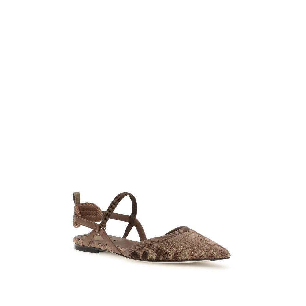 Brown Polyamide Ballet Flats - ventzia