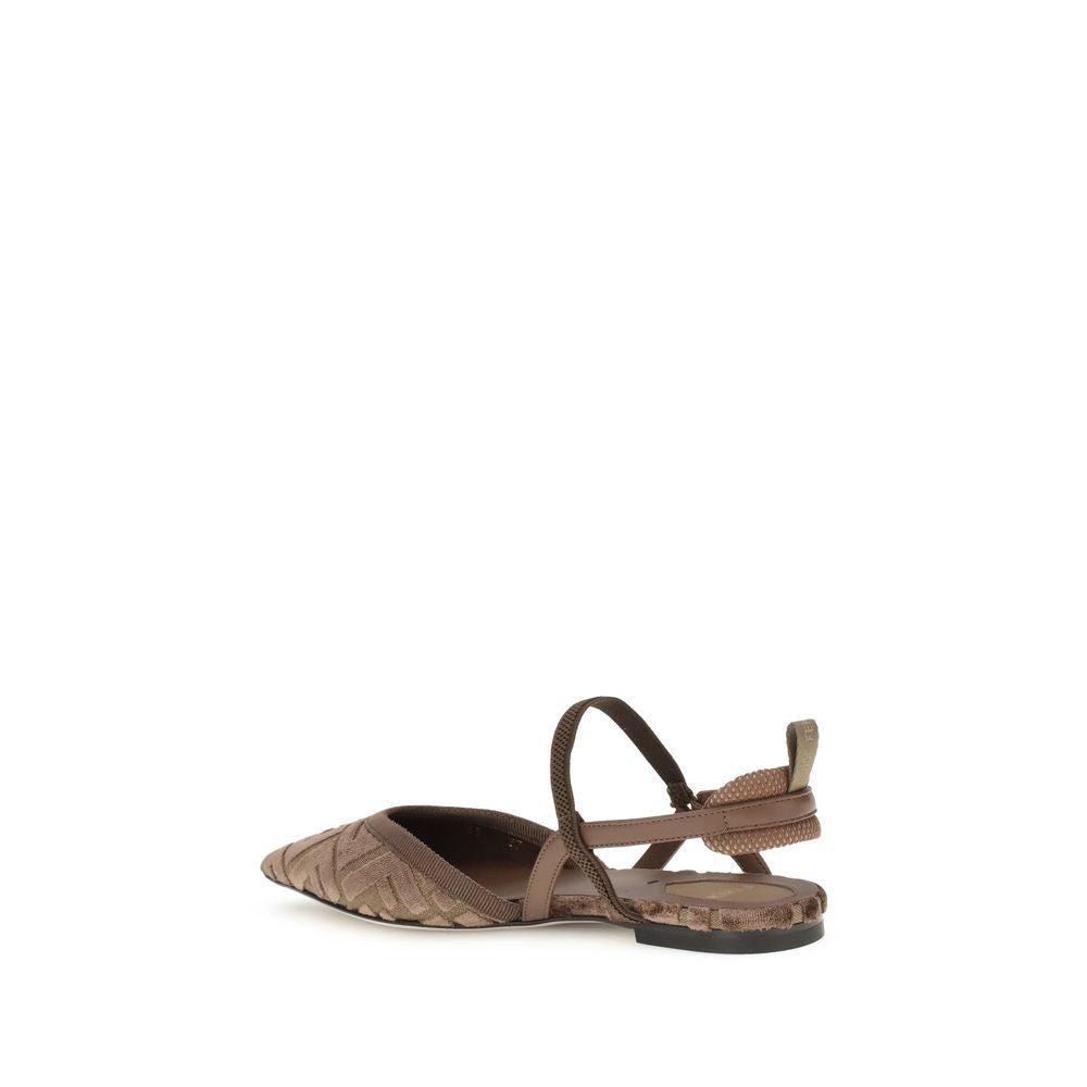 Brown Polyamide Ballet Flats - ventzia