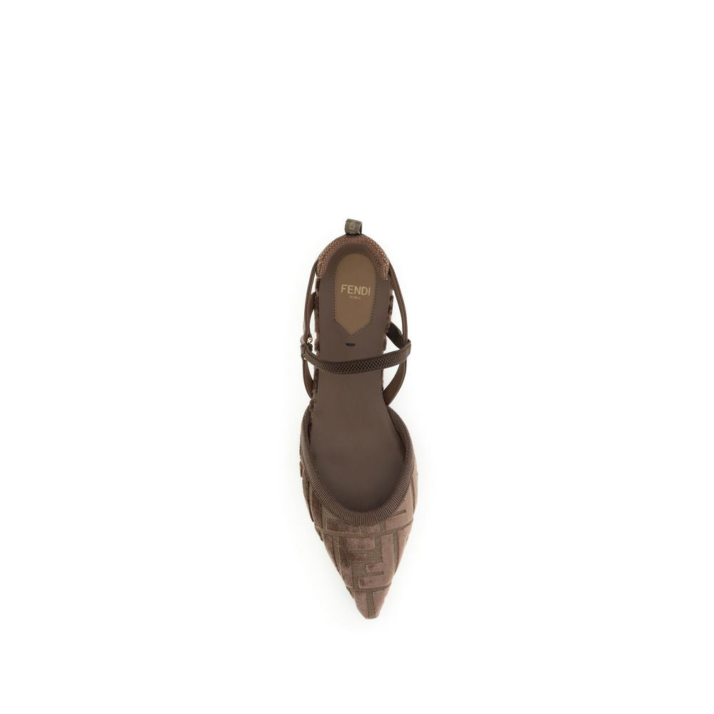 Brown Polyamide Ballet Flats - ventzia