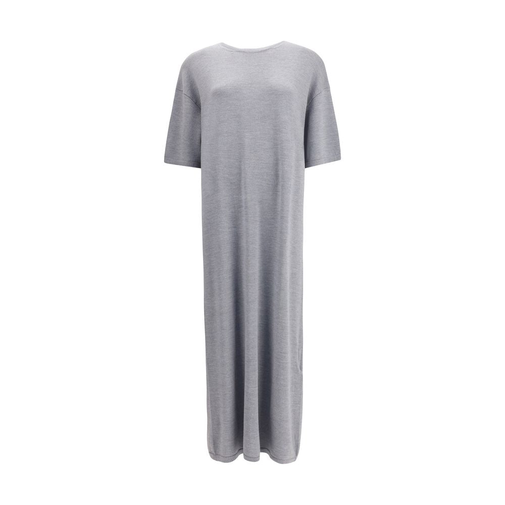 Gray Wool Casual Dress - ventzia
