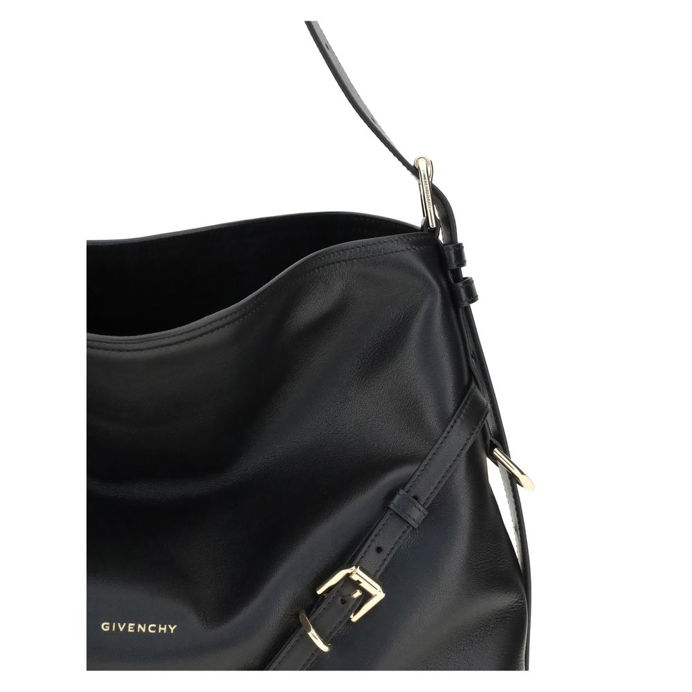 Black Calf Leather Bos Taurus Shoulder Bag - ventzia