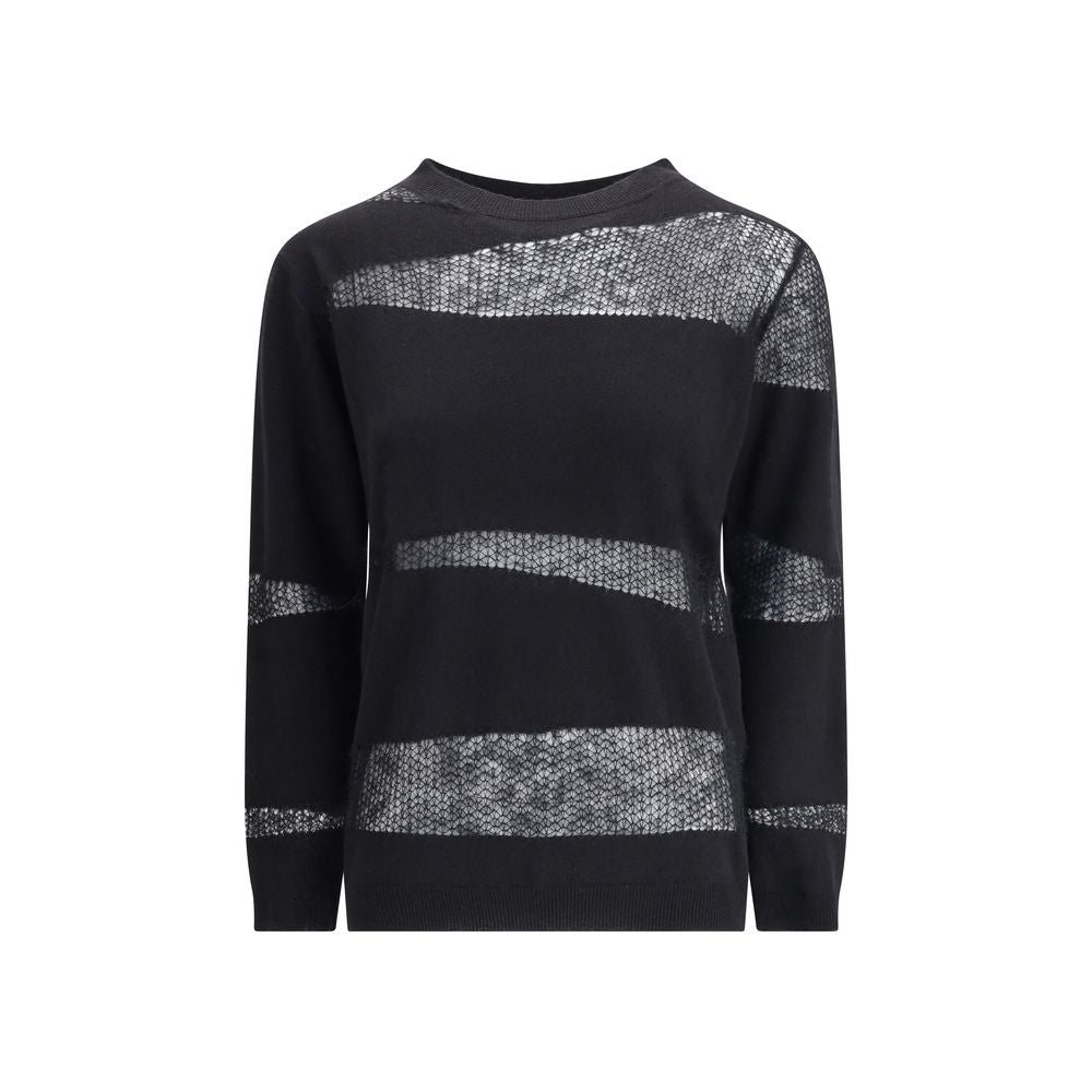 Black Fleece Wool Cashmere Sweater - ventzia