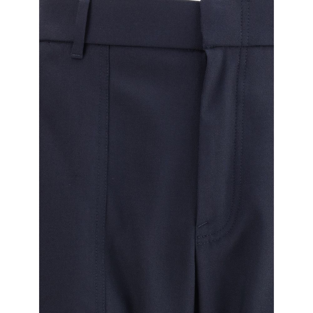 Blue Wool Casual Pants