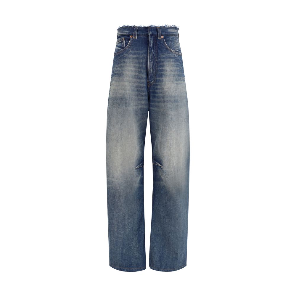 Blue Cotton Relaxed Fit Jeans - ventzia