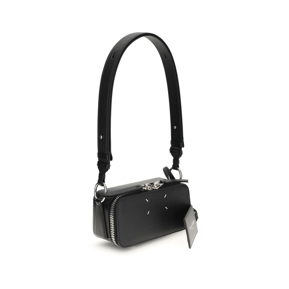 Black Calf Leather Bos Taurus Shoulder Bag - ventzia