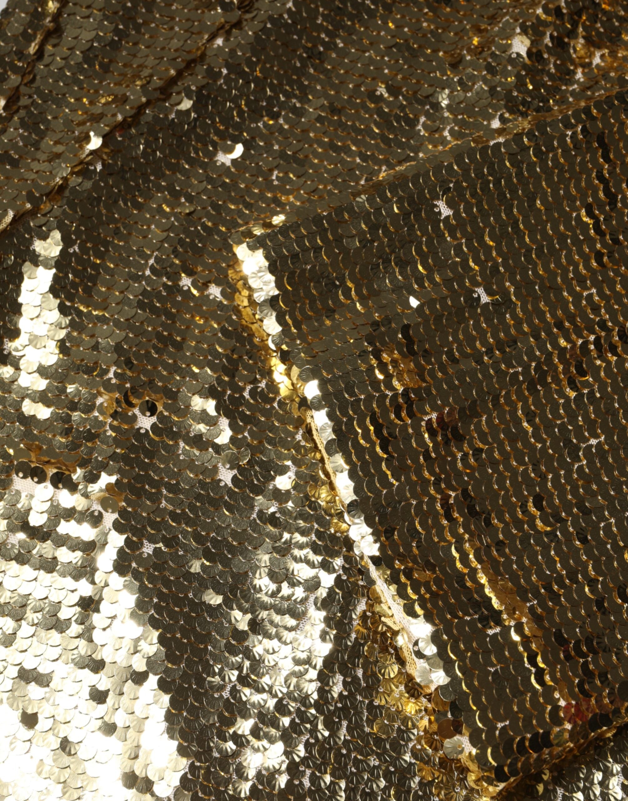 Gold Sequin Long Sleeve Mini Dress - ventzia