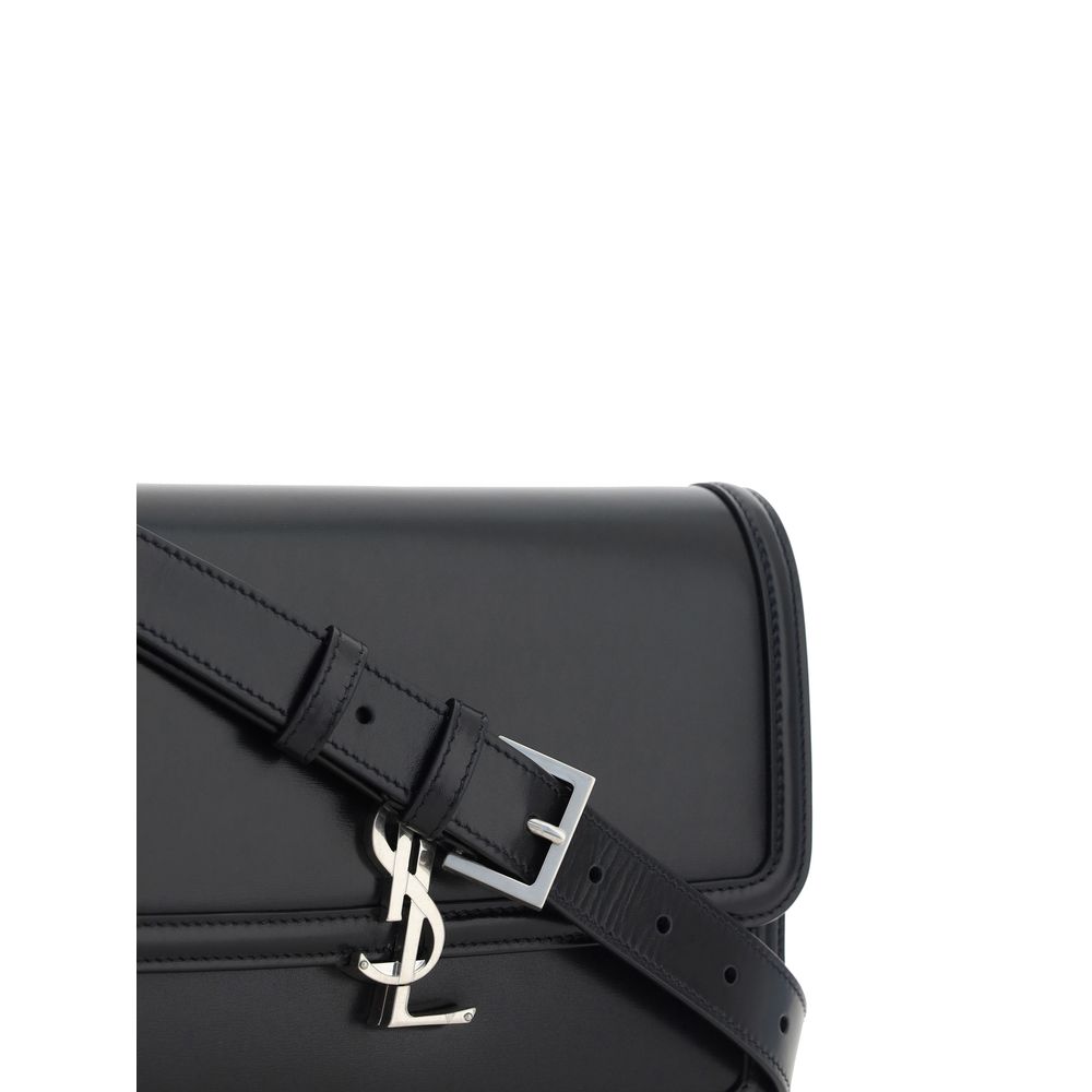 Black Calf Leather Bos Taurus Shoulder Bag - ventzia