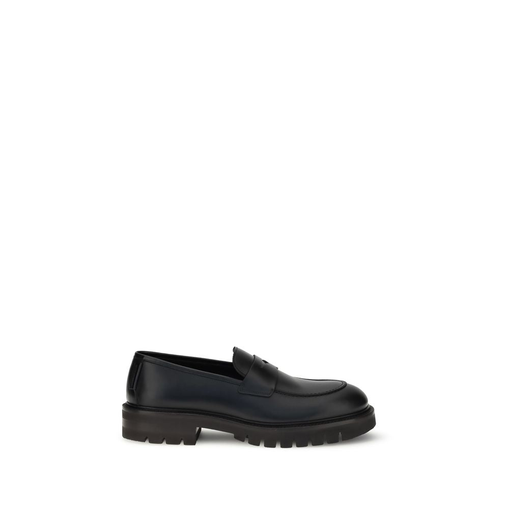 Black Rubber Slip-On Loafers - ventzia