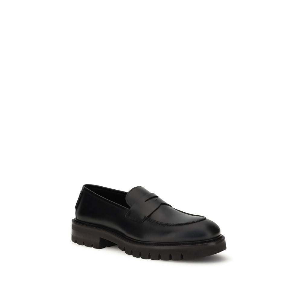 Black Rubber Slip-On Loafers - ventzia
