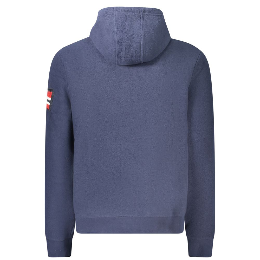 Blue Polyester Men's Hooded Sweater - ventzia