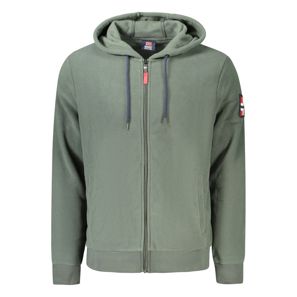 Green Polyester Men's Sweatshirt with Hood - ventzia