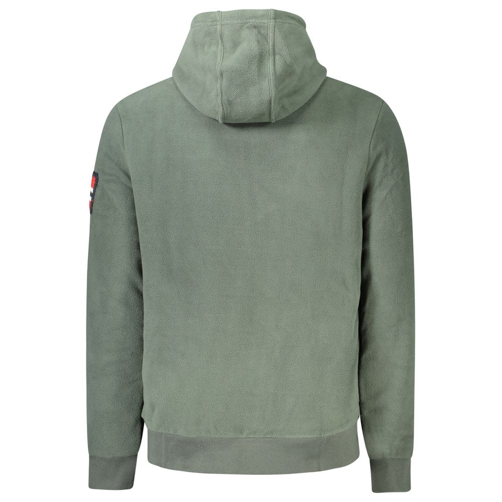 Green Polyester Men's Sweatshirt with Hood - ventzia