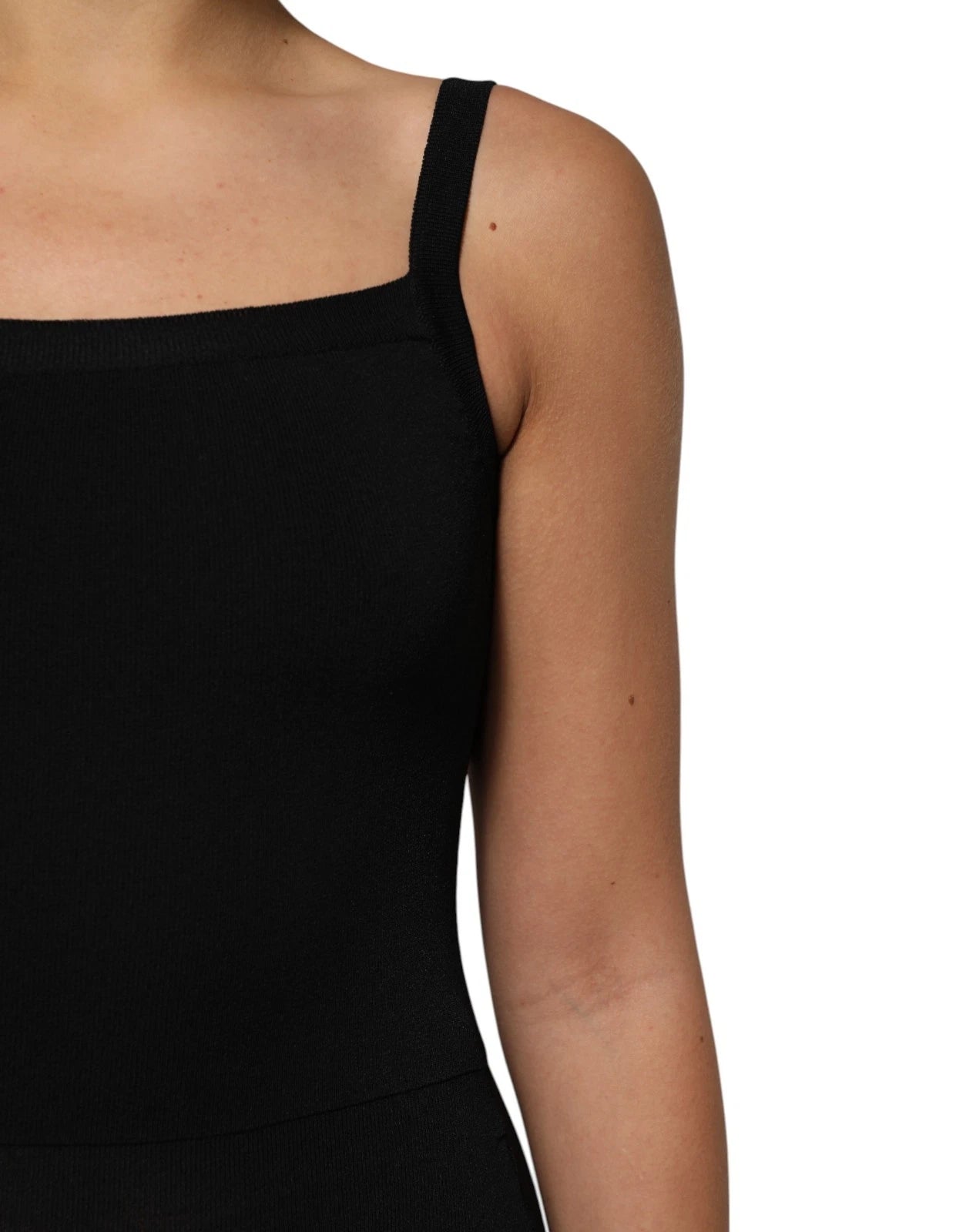 Black Square Neck Bodycon Ruched Mini Dress - ventzia