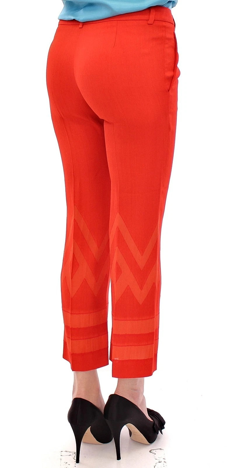 Red Pants Cropped 3/4 Short Nude Capri Pants - ventzia