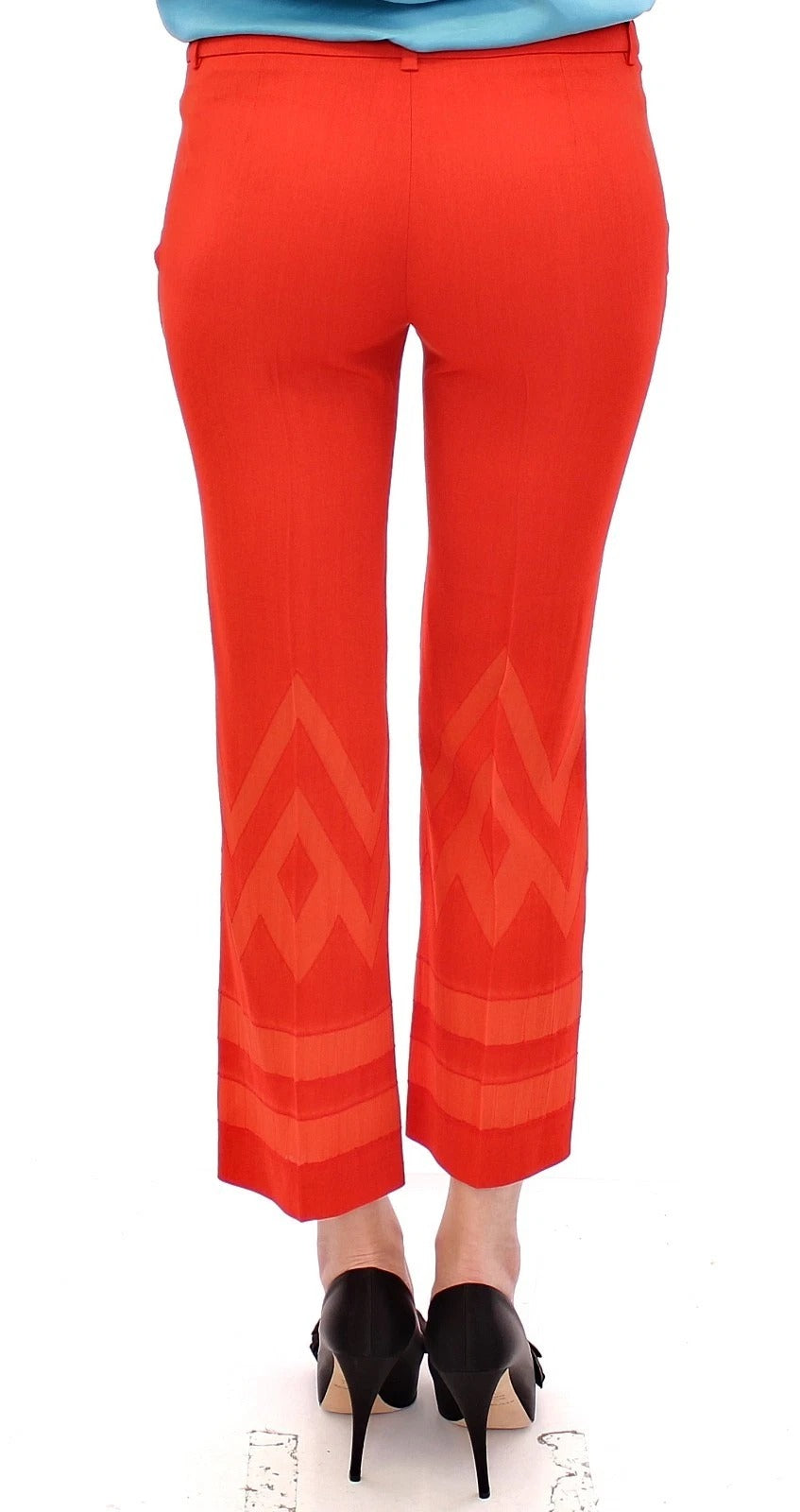 Red Pants Cropped 3/4 Short Nude Capri Pants - ventzia