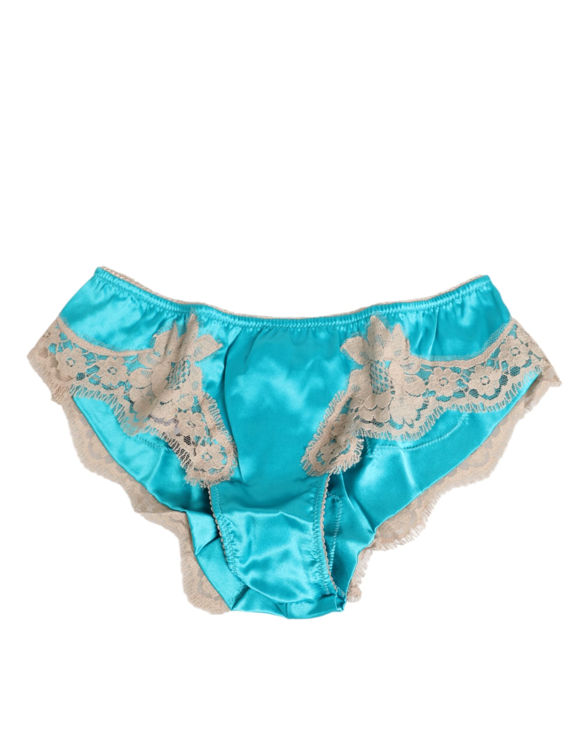 Blue Silk Satin Lace Trim New Slip Underwear - ventzia