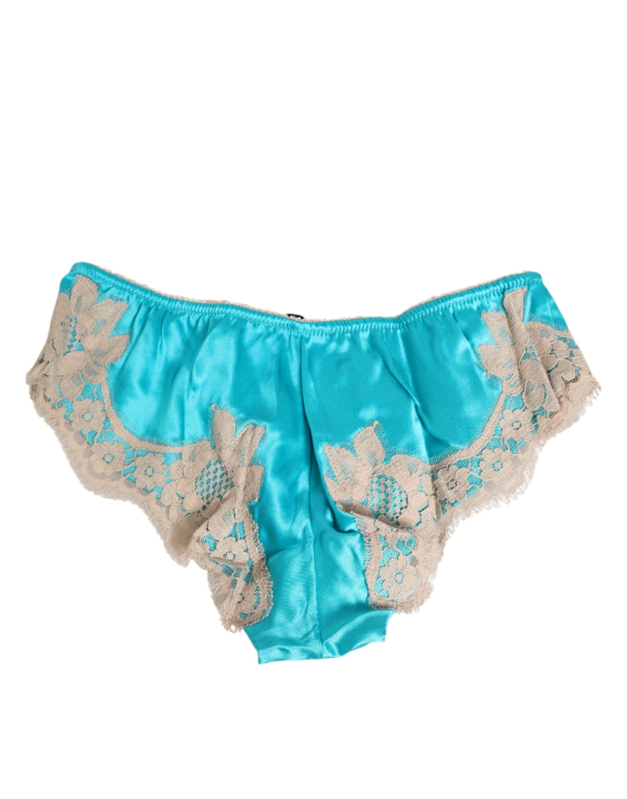 Blue Silk Satin Lace Trim New Slip Underwear - ventzia
